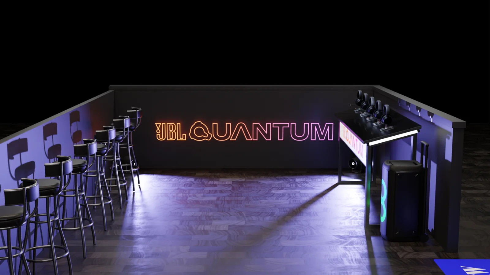 Render 3D do camarote JBL Quantum